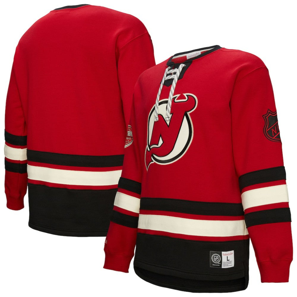 New Jersey Devils Heritage Lace-Up Pullover Sweatshirt - Red - NHL