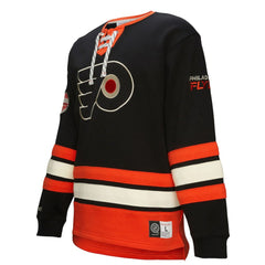 Philadelphia Flyers Heritage Lace-Up Pullover Sweatshirt - Black - NHL
