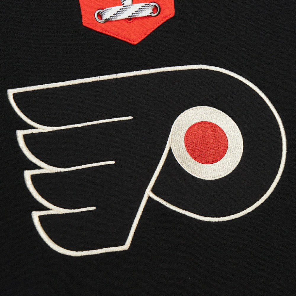 Philadelphia Flyers Heritage Lace-Up Pullover Sweatshirt - Black - NHL
