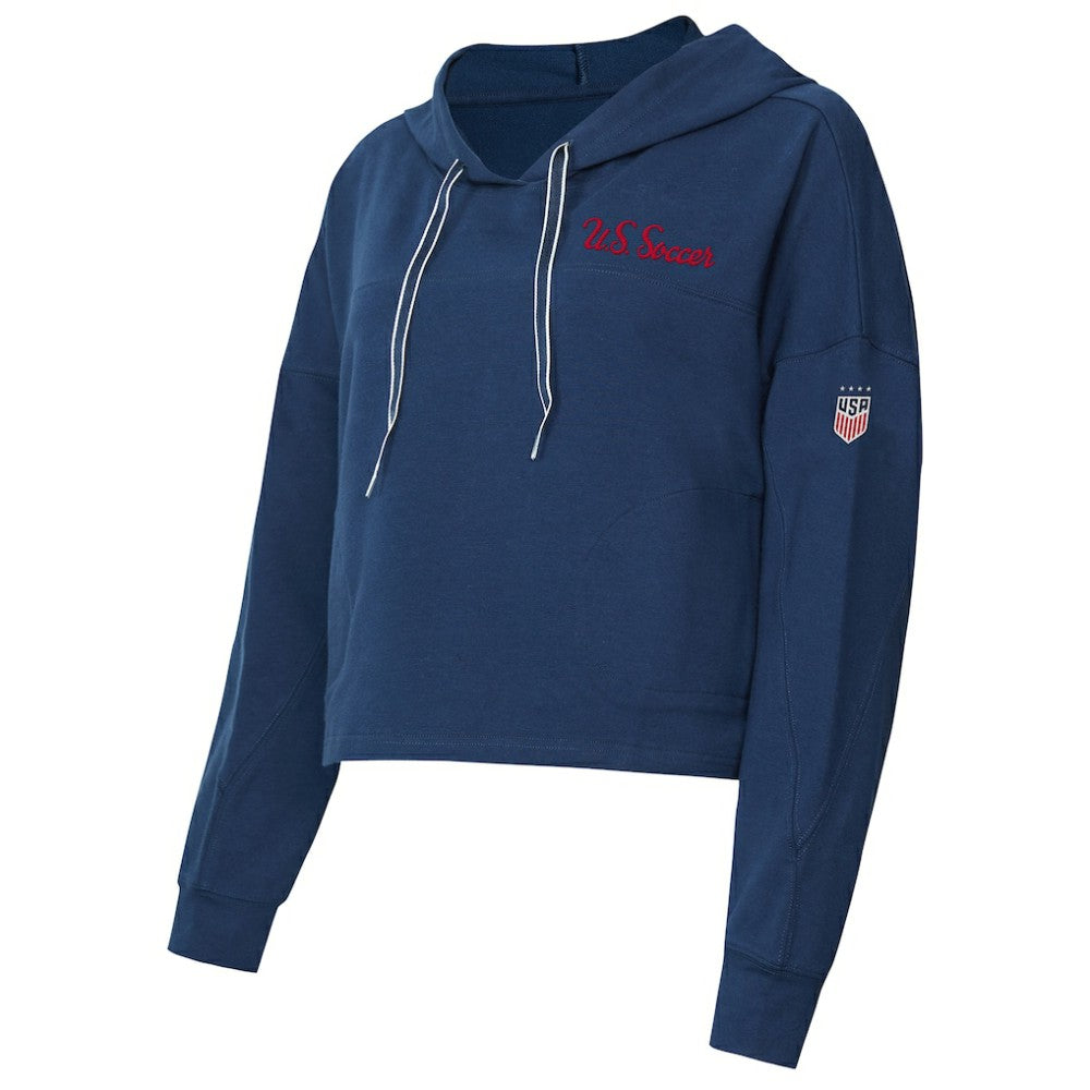 USWNT Concepts Sport Women's Elevation Tri-Blend Long Sleeve Pullover Hoodie Navy - FIFA World CUP