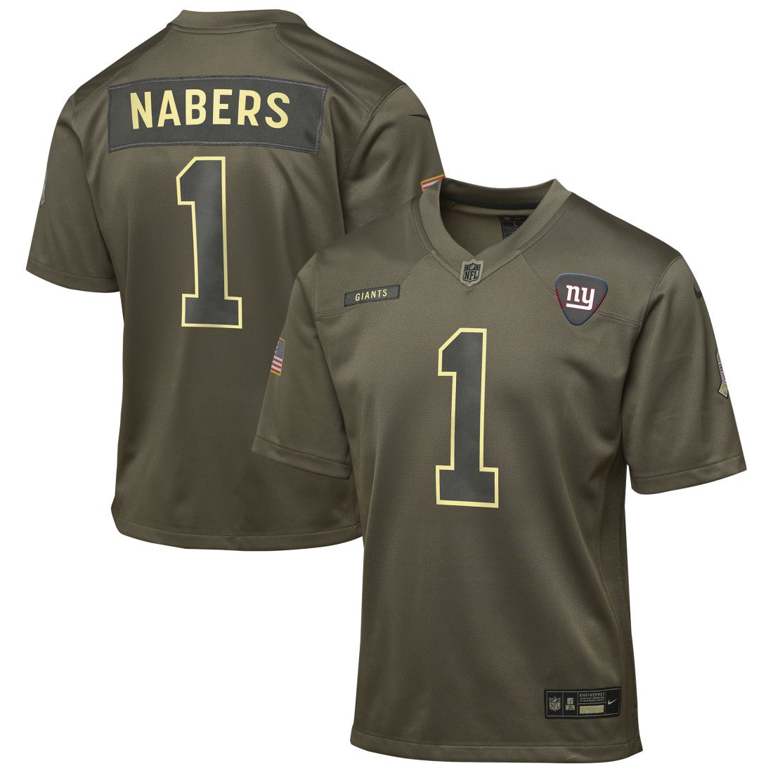 Malik Nabers New York Giants Youth 2025 Salute to Service Game Jersey Olive | Nike for Sale