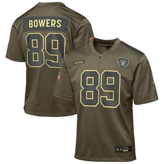 Brock Bowers Las Vegas Raiders Youth 2025 Salute to Service Game Jersey Olive | Nike for Sale