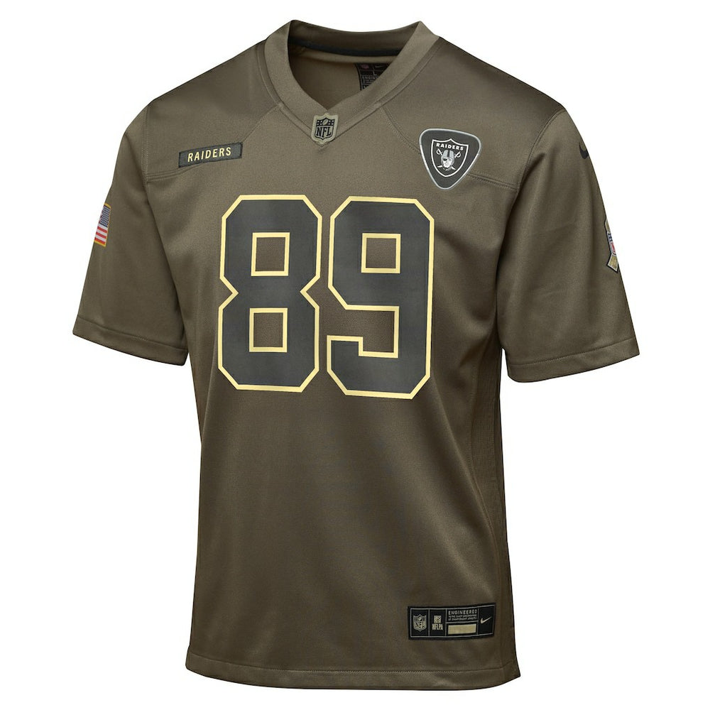 Brock Bowers Las Vegas Raiders Youth 2025 Salute to Service Game Jersey Olive | Nike for Sale