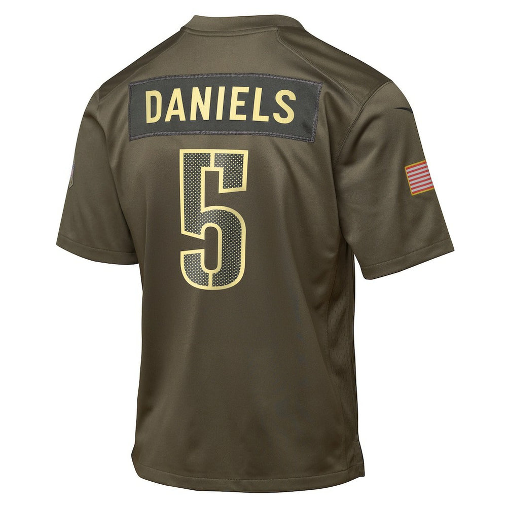Jayden Daniels Washington Commanders Youth 2025 Salute to Service Game Jersey Olive | Nike for Sale