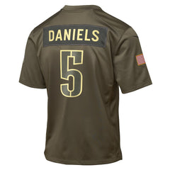 Jayden Daniels Washington Commanders Youth 2025 Salute to Service Game Jersey Olive | Nike for Sale