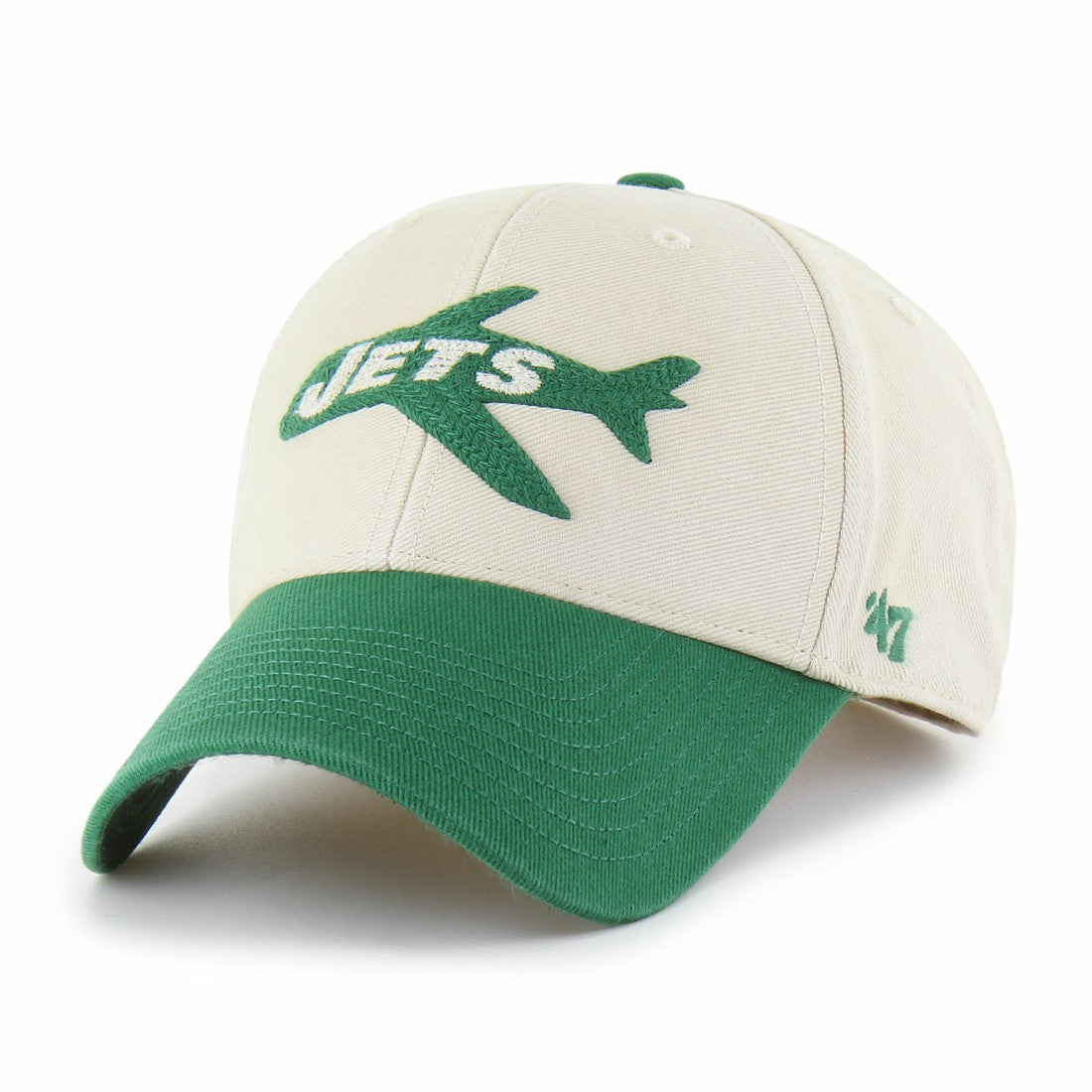 New York Jets '47 Fairfield MVP Throwback Adjustable Hat Cream/Kelly Green | 47 brand