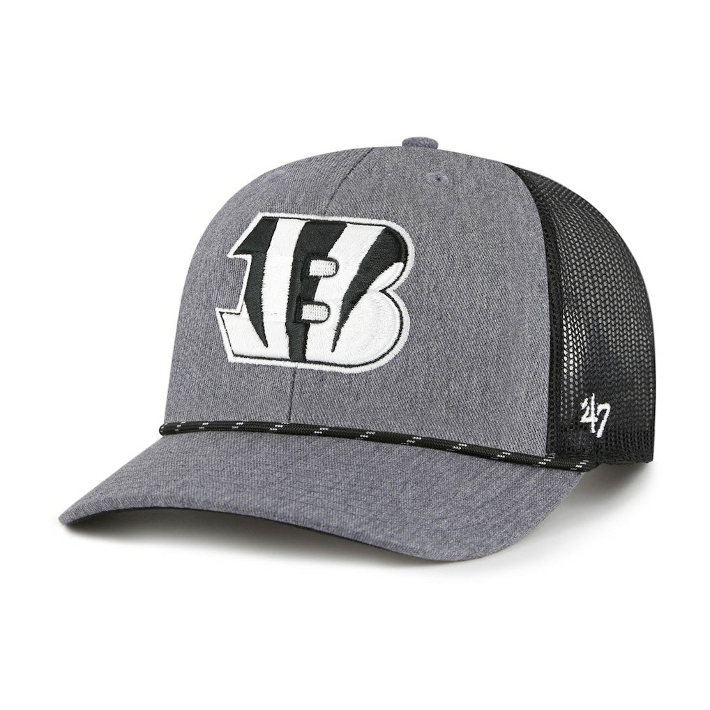 Cincinnati Bengals '47 Carbon Rope Trucker Adjustable Hat Heather Charcoal | 47 brand