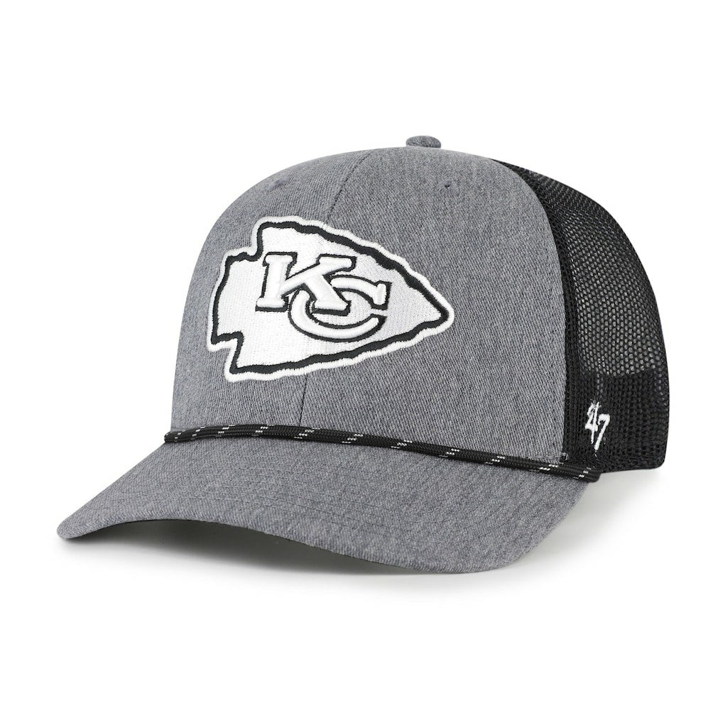 Kansas City Chiefs '47 Carbon Rope Trucker Adjustable Hat Heather Charcoal | 47 brand
