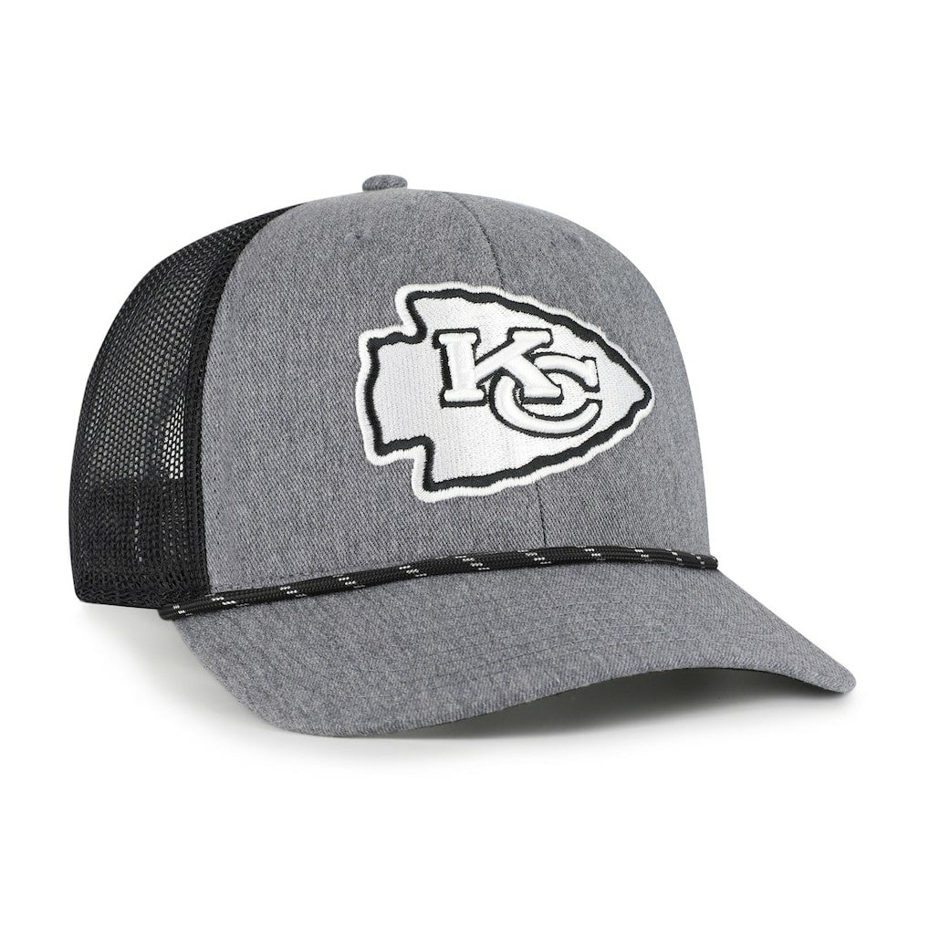 Kansas City Chiefs '47 Carbon Rope Trucker Adjustable Hat Heather Charcoal | 47 brand