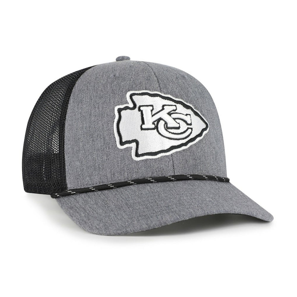 Kansas City Chiefs '47 Carbon Rope Trucker Adjustable Hat Heather Charcoal | 47 brand