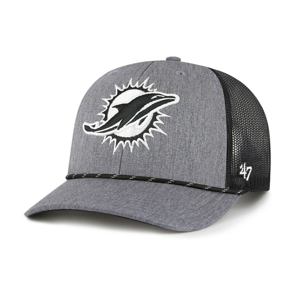 Miami Dolphins '47 Carbon Rope Trucker Adjustable Hat Heather Charcoal | 47 brand