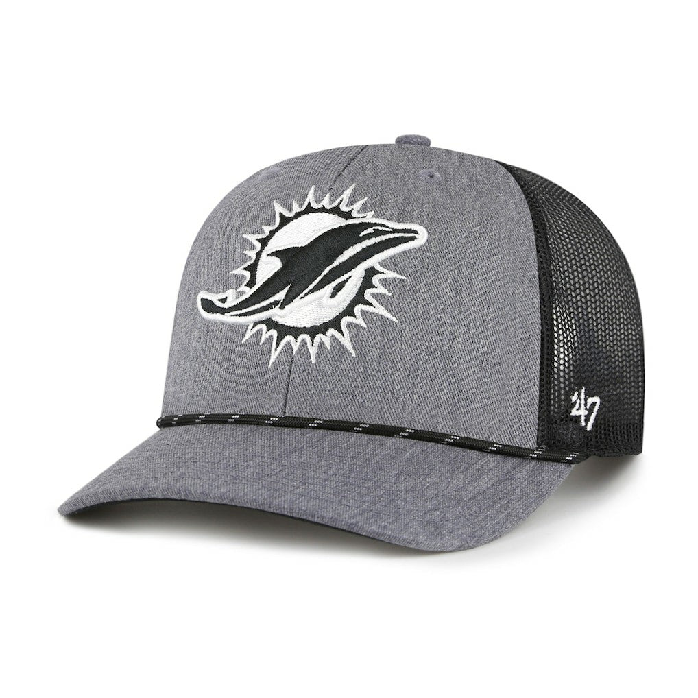 Miami Dolphins '47 Carbon Rope Trucker Adjustable Hat Heather Charcoal | 47 brand