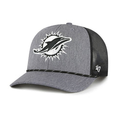 Miami Dolphins '47 Carbon Rope Trucker Adjustable Hat Heather Charcoal | 47 brand