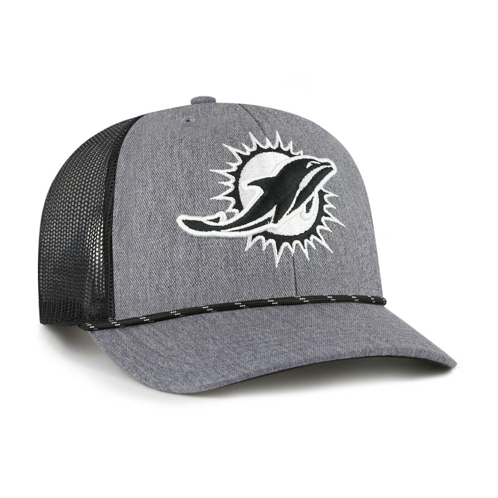 Miami Dolphins '47 Carbon Rope Trucker Adjustable Hat Heather Charcoal | 47 brand
