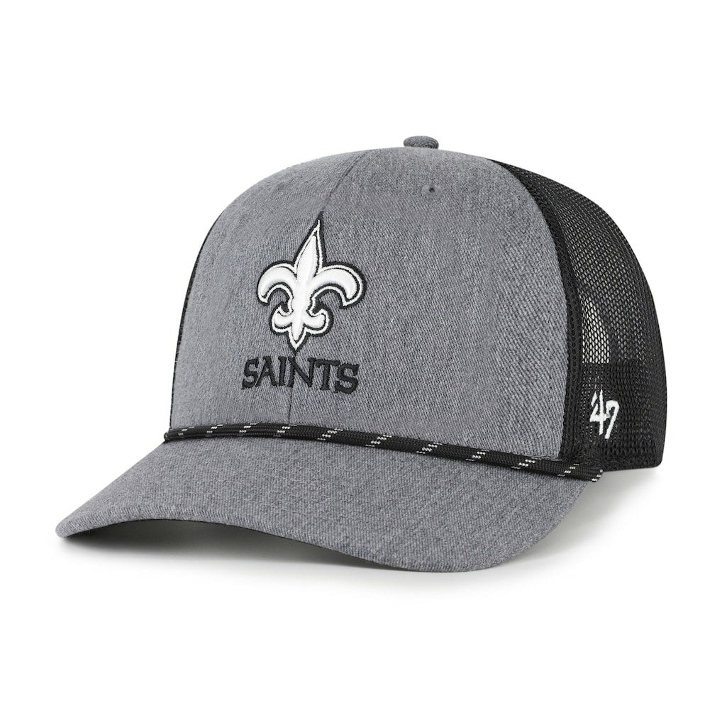 New Orleans Saints '47 Carbon Rope Trucker Adjustable Hat Heather Charcoal | 47 brand