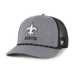 New Orleans Saints '47 Carbon Rope Trucker Adjustable Hat Heather Charcoal | 47 brand