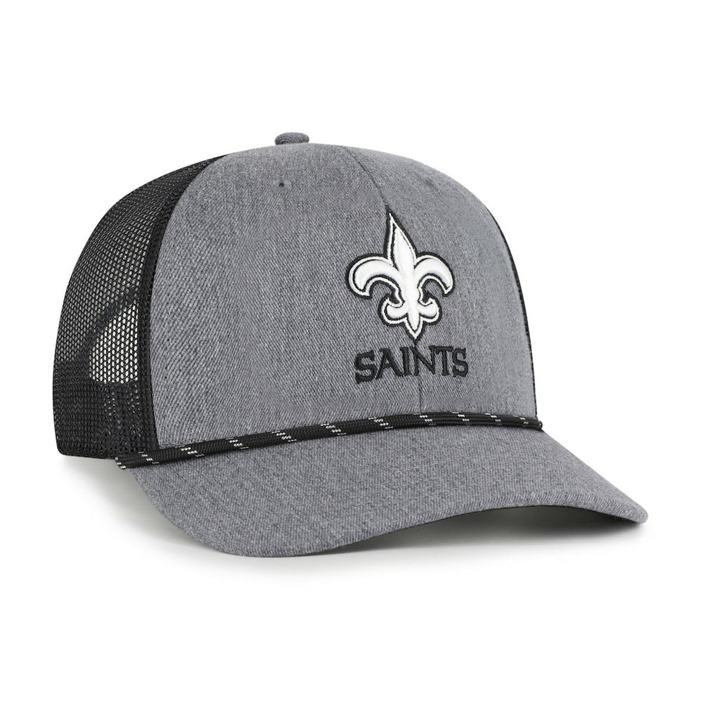 New Orleans Saints '47 Carbon Rope Trucker Adjustable Hat Heather Charcoal | 47 brand