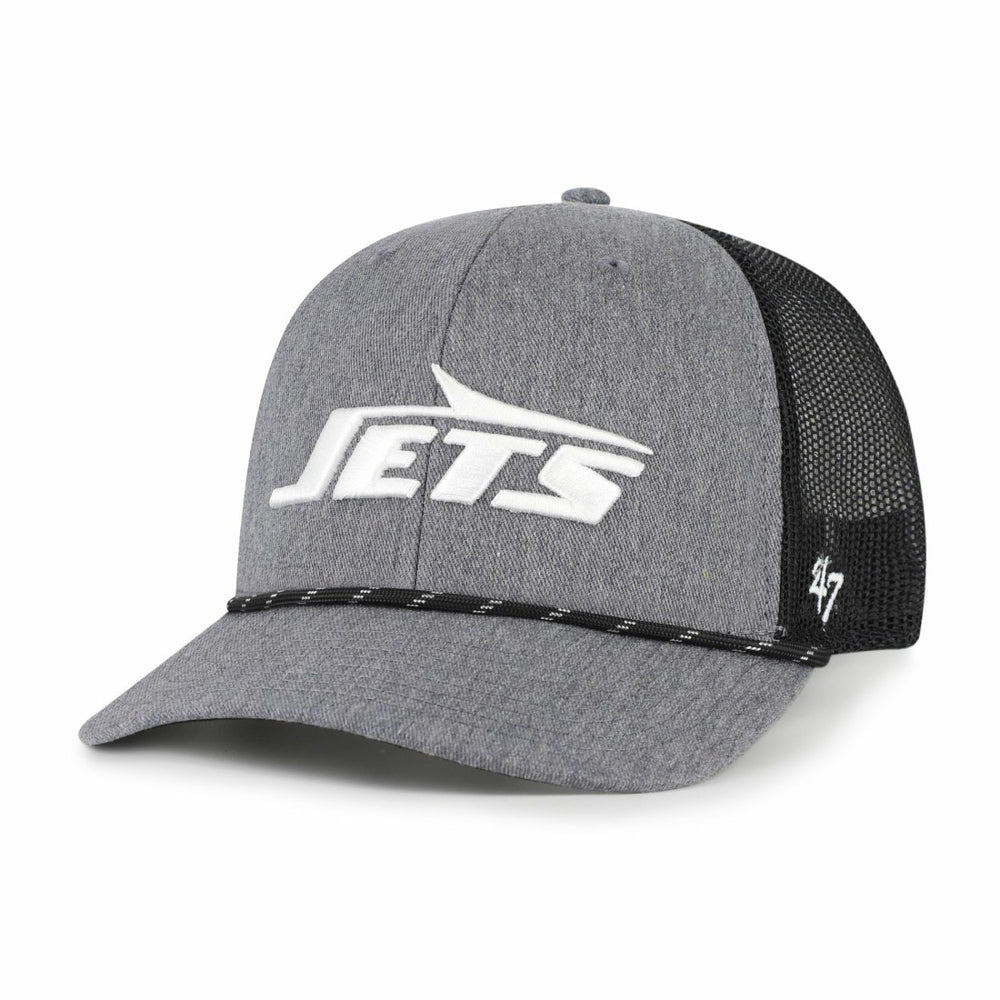 New York Jets '47 Carbon Rope Trucker Adjustable Hat Heather Charcoal | 47 brand