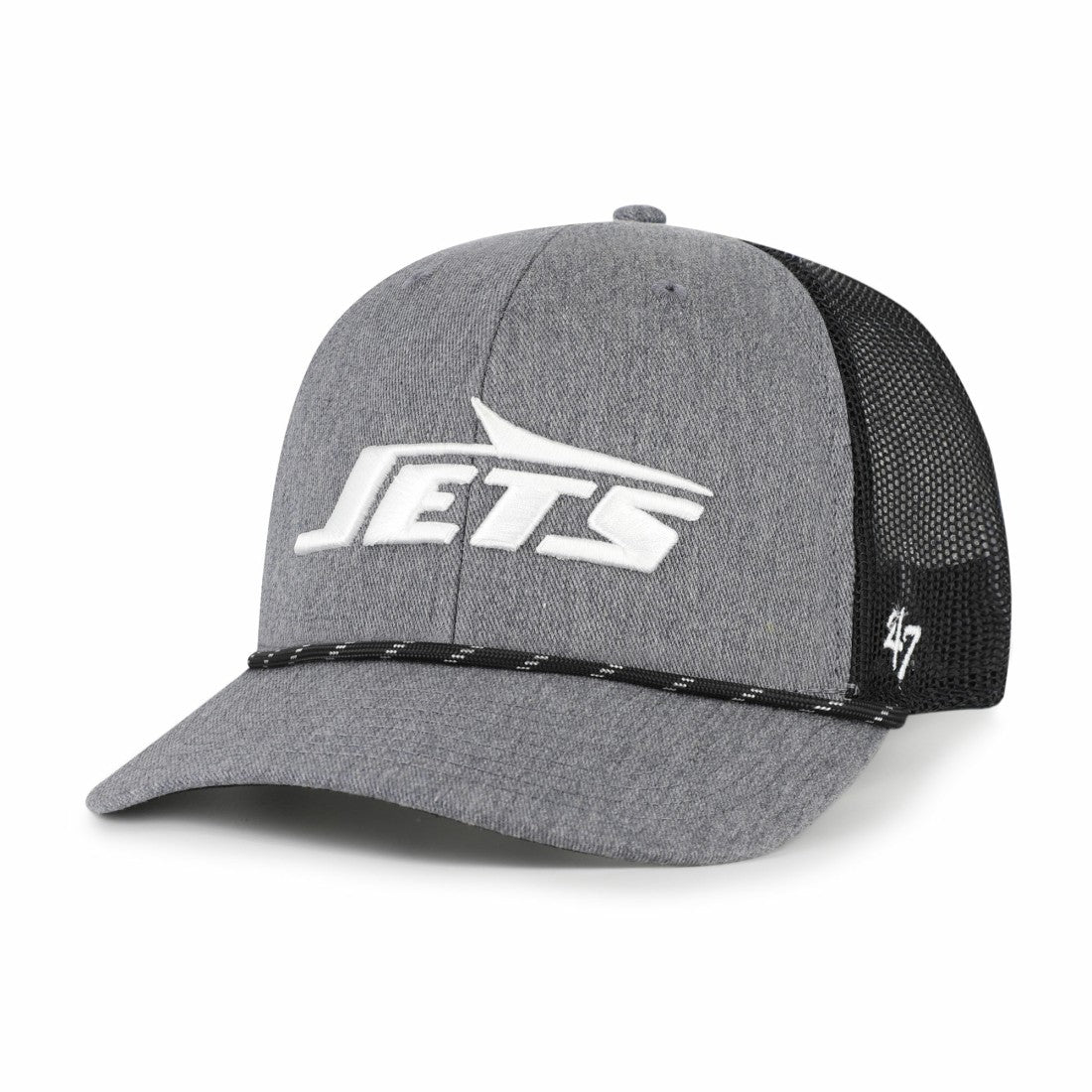 New York Jets '47 Carbon Rope Trucker Adjustable Hat Heather Charcoal | 47 brand