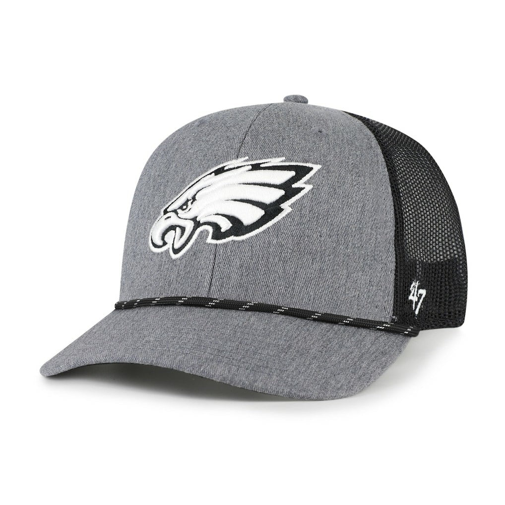 Philadelphia Eagles '47 Carbon Rope Trucker Adjustable Hat Heather Charcoal | 47 brand