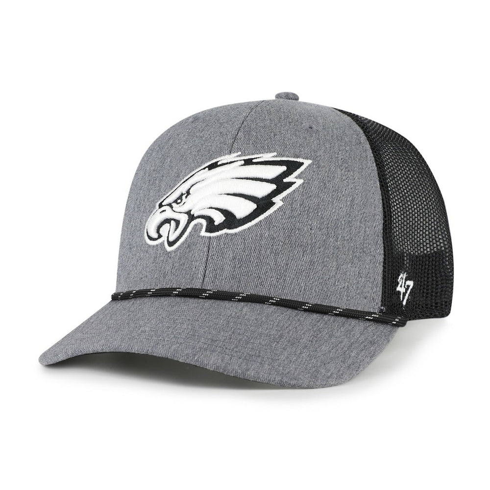 Philadelphia Eagles '47 Carbon Rope Trucker Adjustable Hat Heather Charcoal | 47 brand