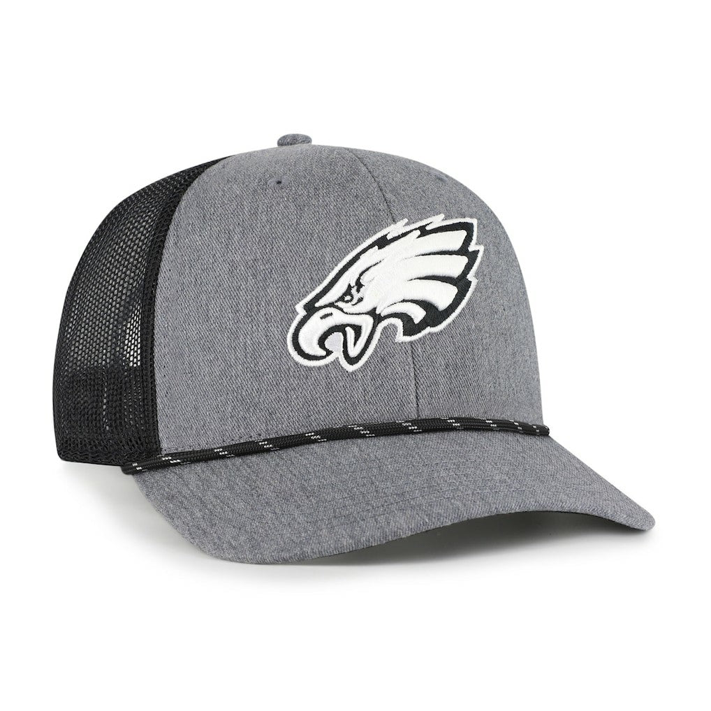 Philadelphia Eagles '47 Carbon Rope Trucker Adjustable Hat Heather Charcoal | 47 brand