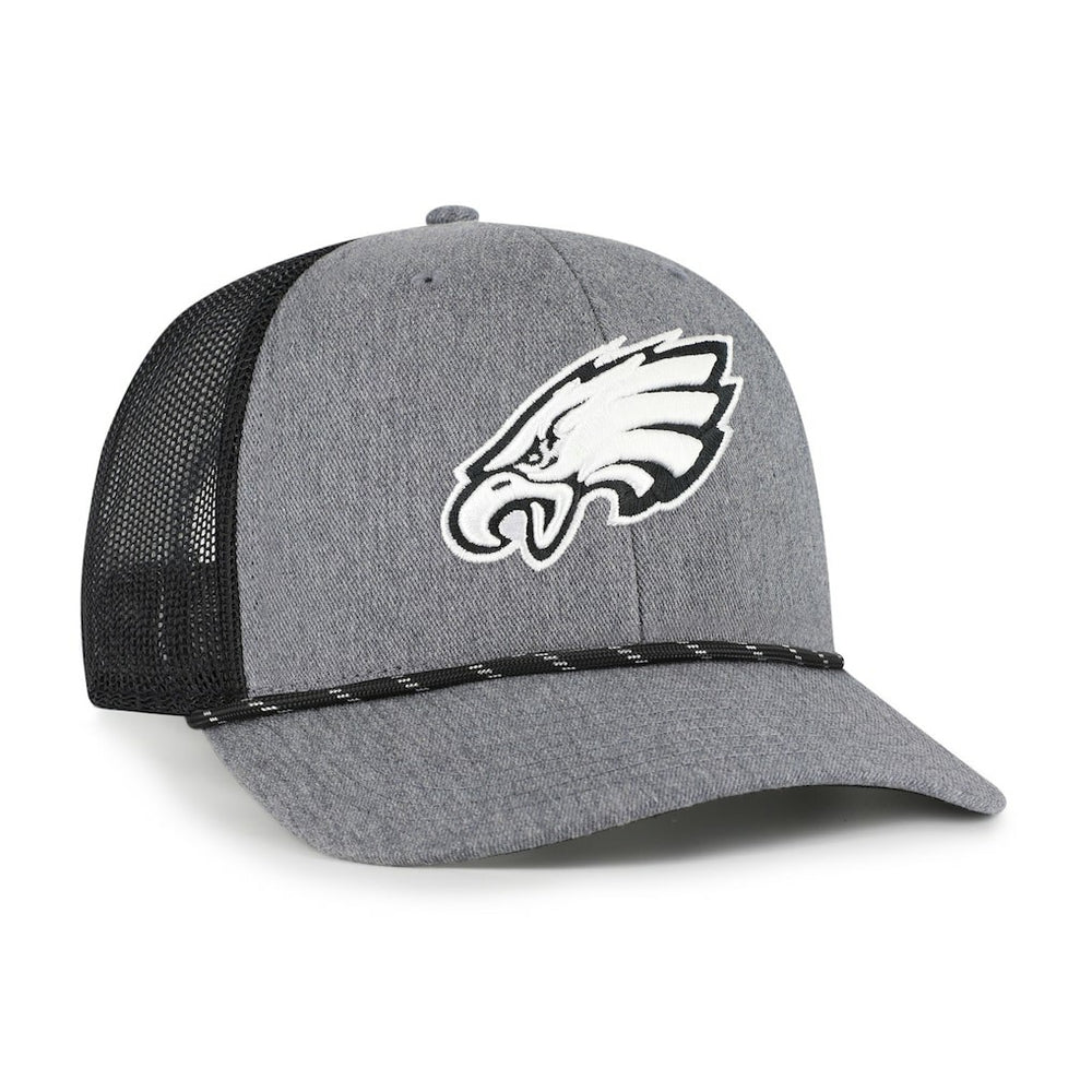 Philadelphia Eagles '47 Carbon Rope Trucker Adjustable Hat Heather Charcoal | 47 brand