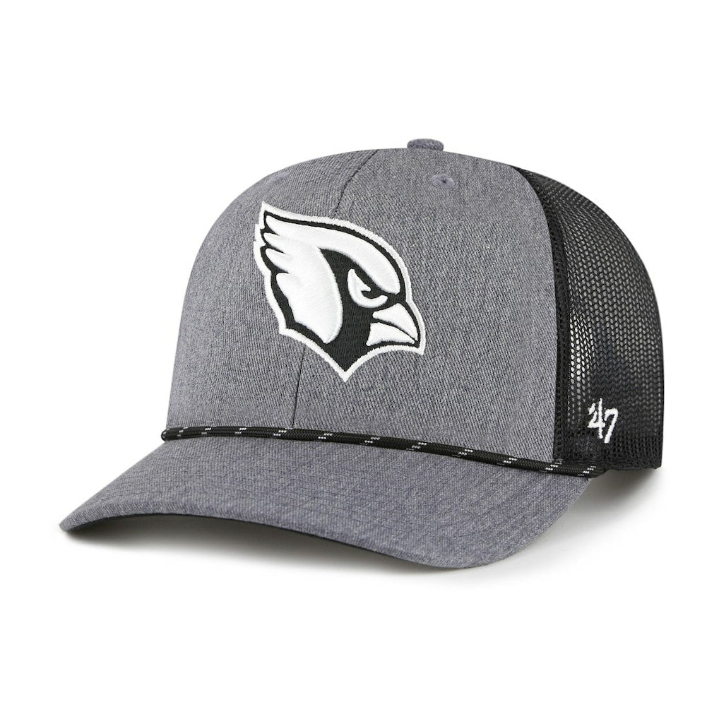 Arizona Cardinals '47 Carbon Rope Trucker Adjustable Hat Heather Charcoal | 47 brand