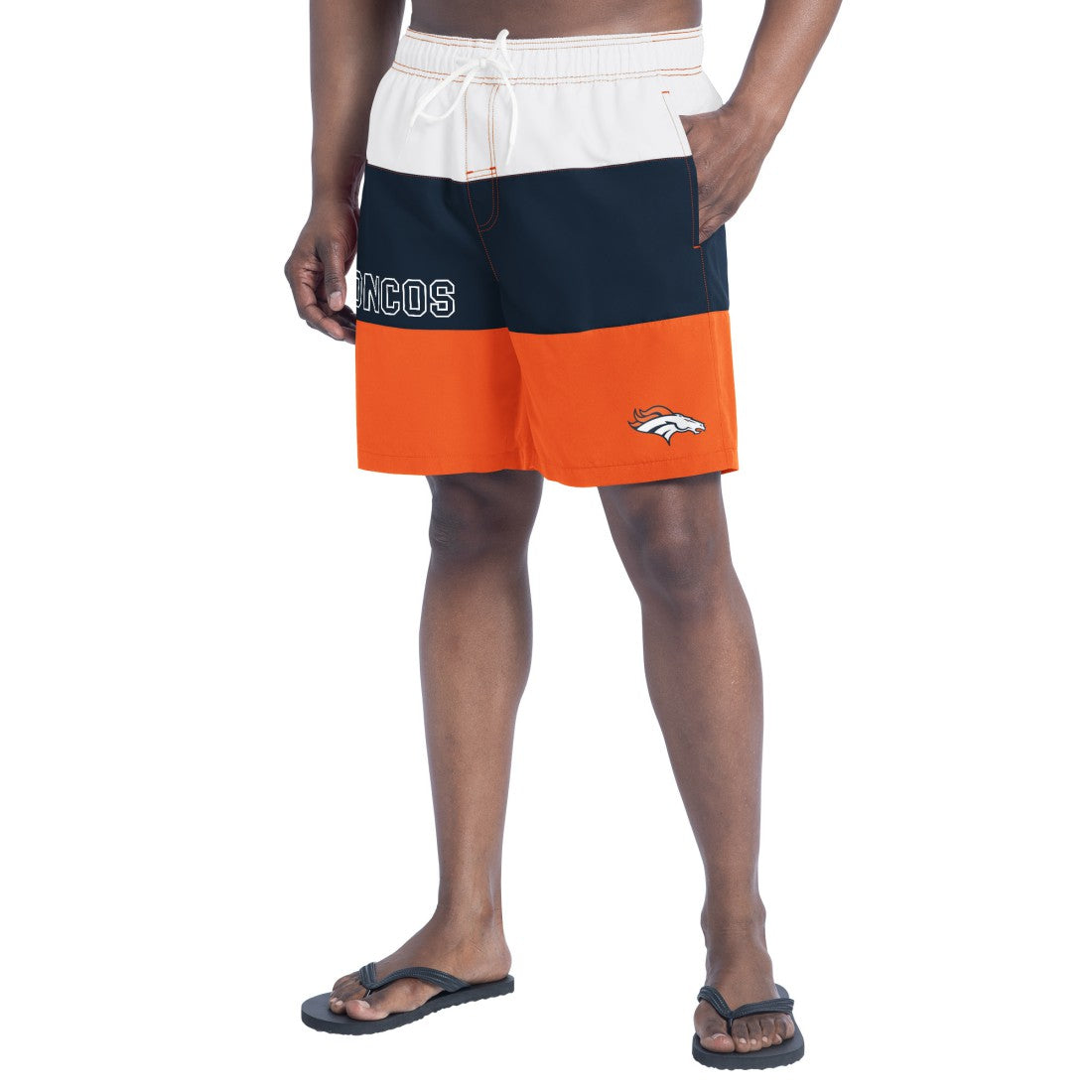 Denver Broncos G-III Sports by Carl Banks Sunrise Volley Swim Shorts Orange/Navy | NFL