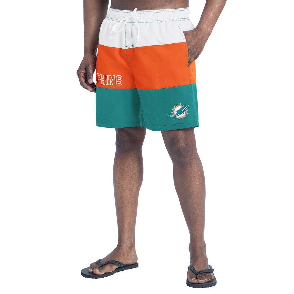 Miami Dolphins G-III Sports by Carl Banks Sunrise Volley Swim Shorts Aqua/Orange | NFL