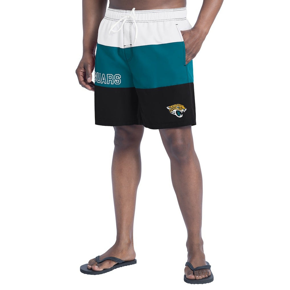 Jacksonville Jaguars G-III Sports by Carl Banks Sunrise Volley Swim Shorts Black/Teal | NFL