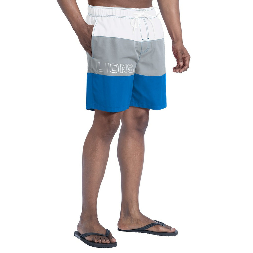 Detroit Lions G-III Sports by Carl Banks Sunrise Volley Swim Shorts Blue/Silver | NFL