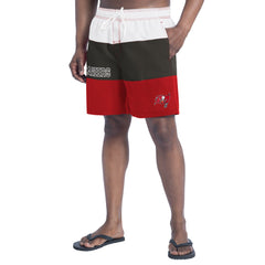 Tampa Bay Buccaneers G-III Sports by Carl Banks Sunrise Volley Swim Shorts Red/Pewter | NFL
