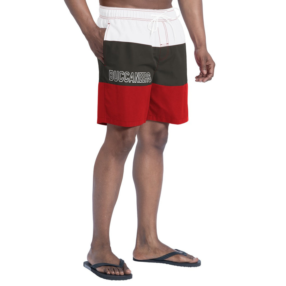 Tampa Bay Buccaneers G-III Sports by Carl Banks Sunrise Volley Swim Shorts Red/Pewter | NFL