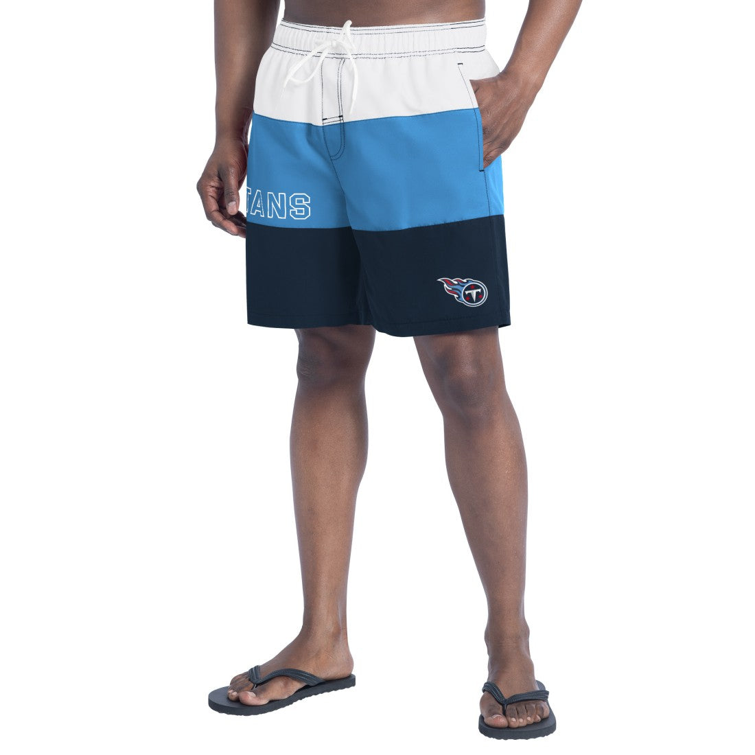 Tennessee Titans G-III Sports by Carl Banks Sunrise Volley Swim Shorts Navy/Light Blue | NFL