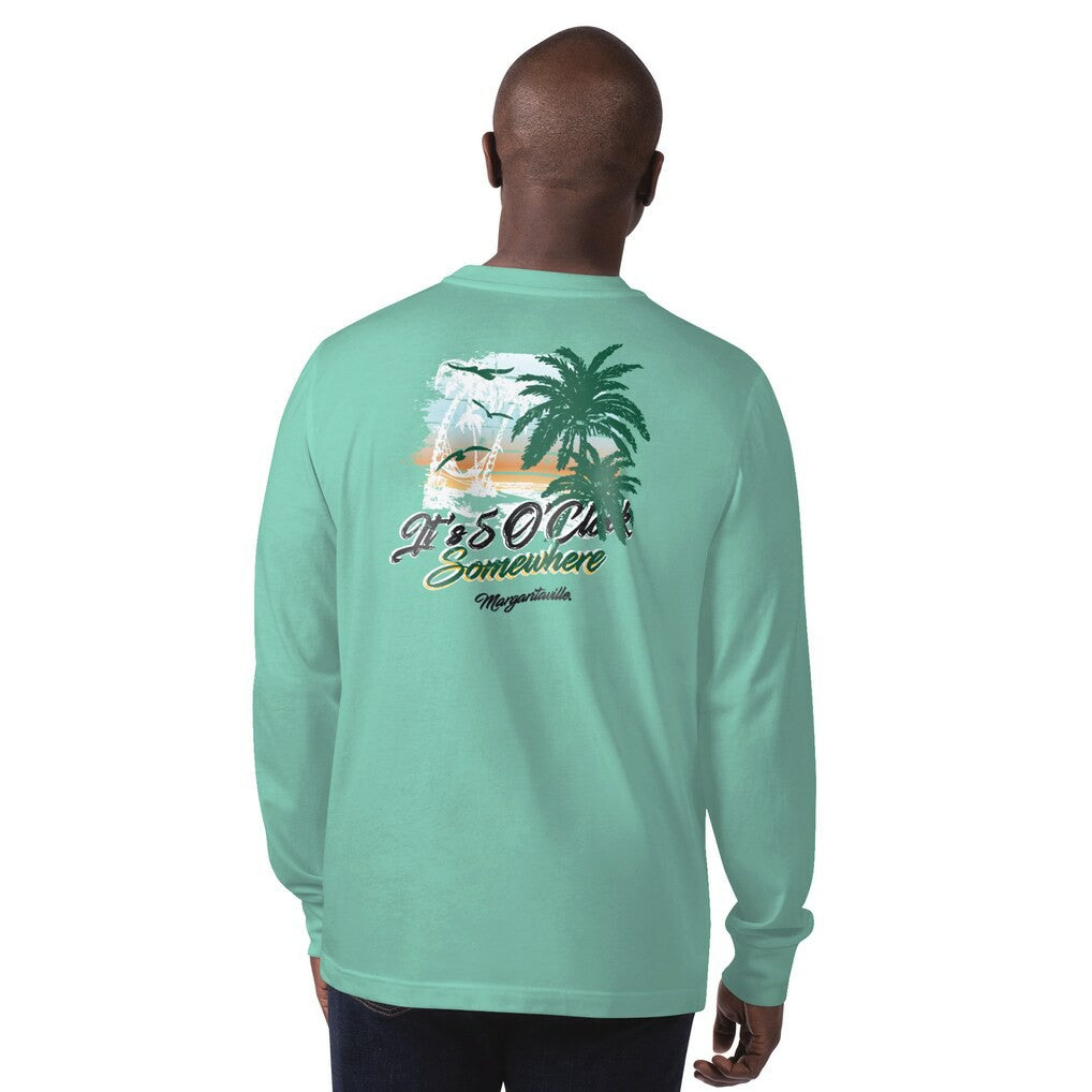 New York Jets Margaritaville It's Five O'Clock Somewhere Long Sleeve T-Shirt Mint | NFL