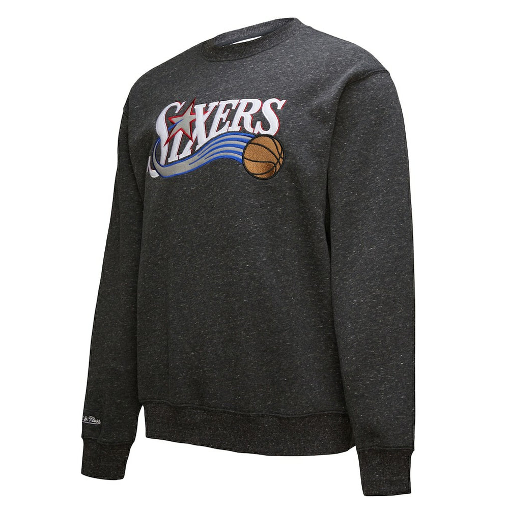 Philadelphia 76ers Hardwood Classics Blackout Collection Snow Washed Pullover Sweatshirt Black - NBA
