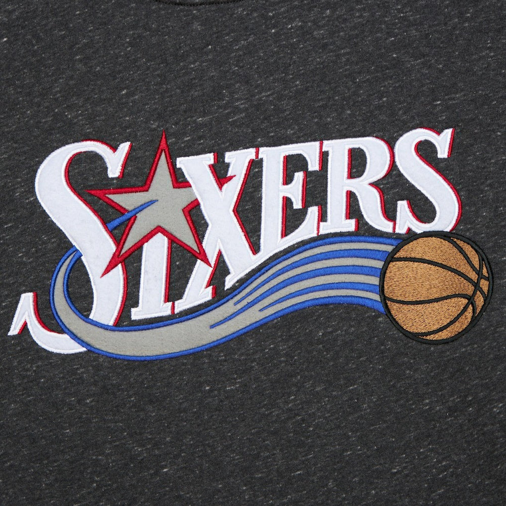 Philadelphia 76ers Hardwood Classics Blackout Collection Snow Washed Pullover Sweatshirt Black - NBA