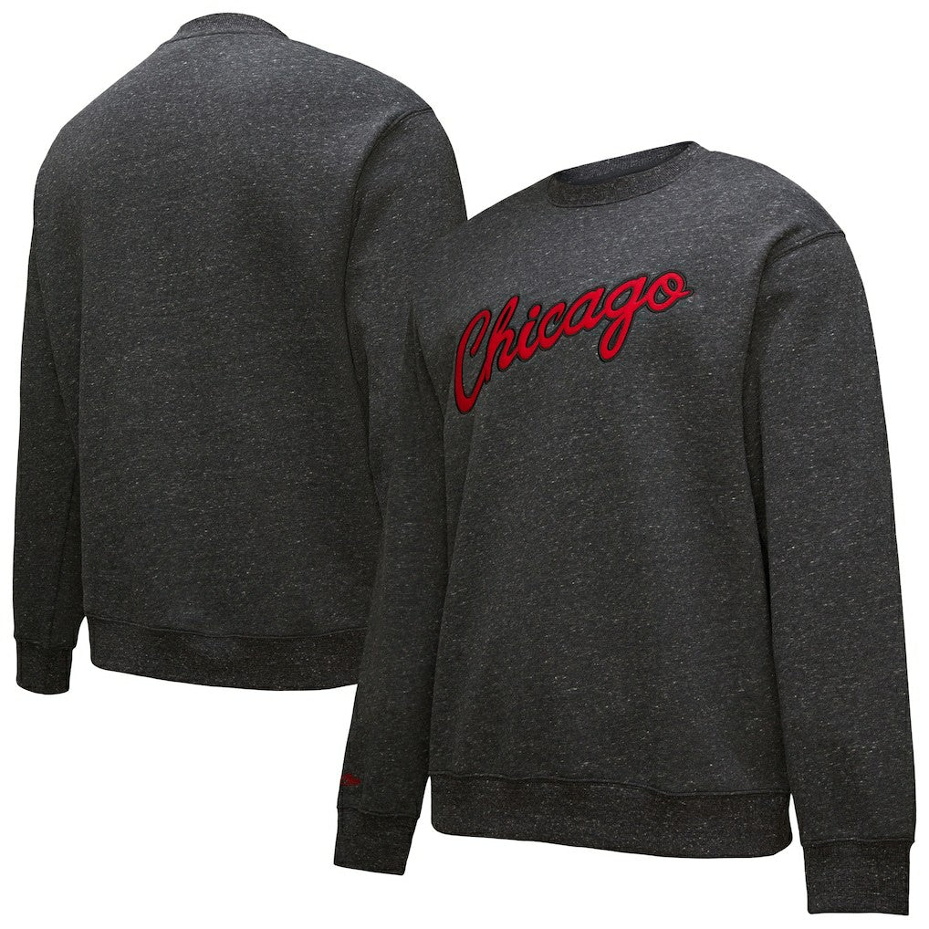Chicago Bulls Hardwood Classics Blackout Collection Snow Washed Pullover Sweatshirt Black - NBA