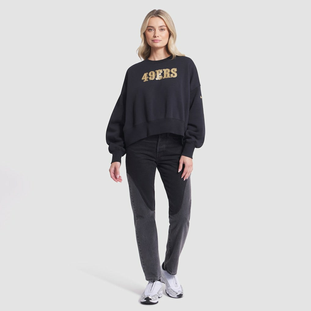 San Francisco 49ers Women's 2025 Rivalries Collection Oversized Phoenix Fleece Sweatshirt Black | Nike for Sale