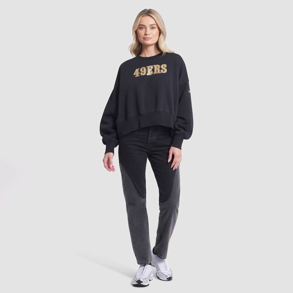 San Francisco 49ers Women's 2025 Rivalries Collection Oversized Phoenix Fleece Sweatshirt Black | Nike for Sale