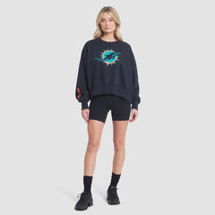 Miami Dolphins Women's 2025 Rivalries Collection Oversized Phoenix Fleece Sweatshirt Pitch Blue | Nike for Sale