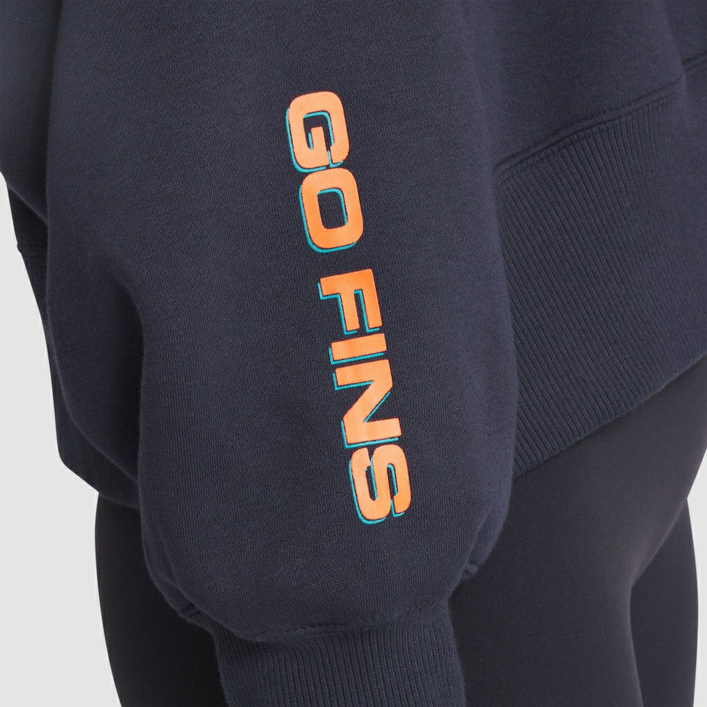 Miami Dolphins Women's 2025 Rivalries Collection Oversized Phoenix Fleece Sweatshirt Pitch Blue | Nike for Sale