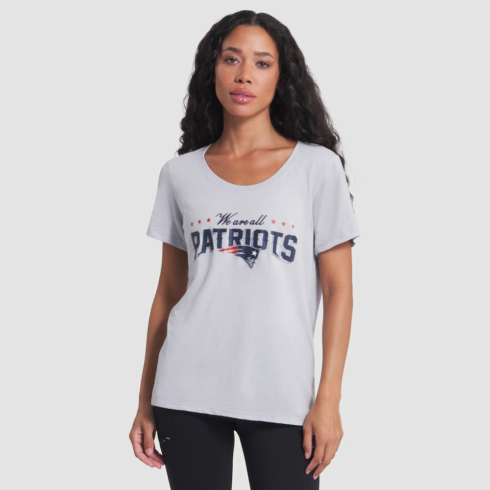 New England Patriots Women's 2025 Rivalries Collection Slub Dri-FIT T-Shirt Silver | Nike for Sale