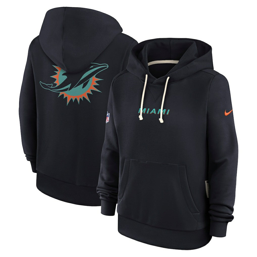 Miami Dolphins Women's 2025 Rivalries Collection Standard Issue Sideline Dri-FIT Hoodie Pitch Blue | Nike for Sale
