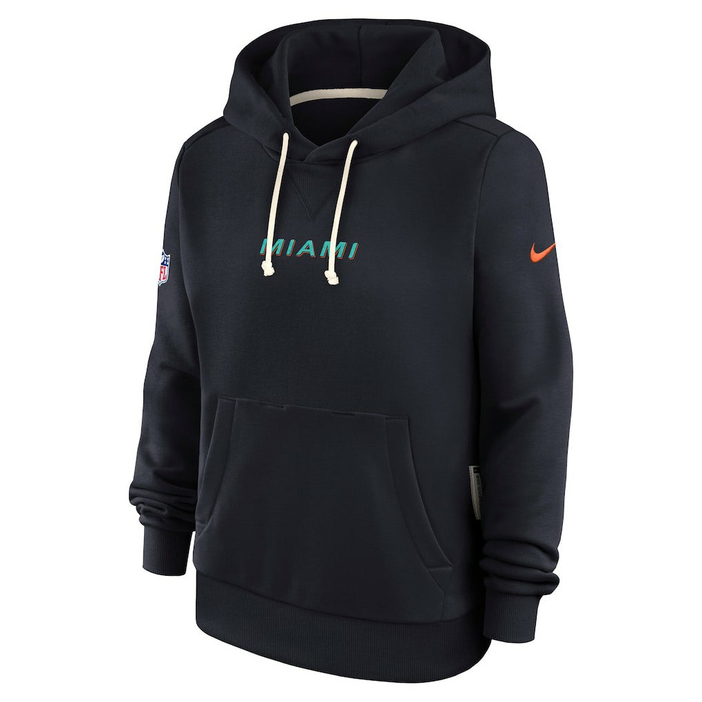Miami Dolphins Women's 2025 Rivalries Collection Standard Issue Sideline Dri-FIT Hoodie Pitch Blue | Nike for Sale