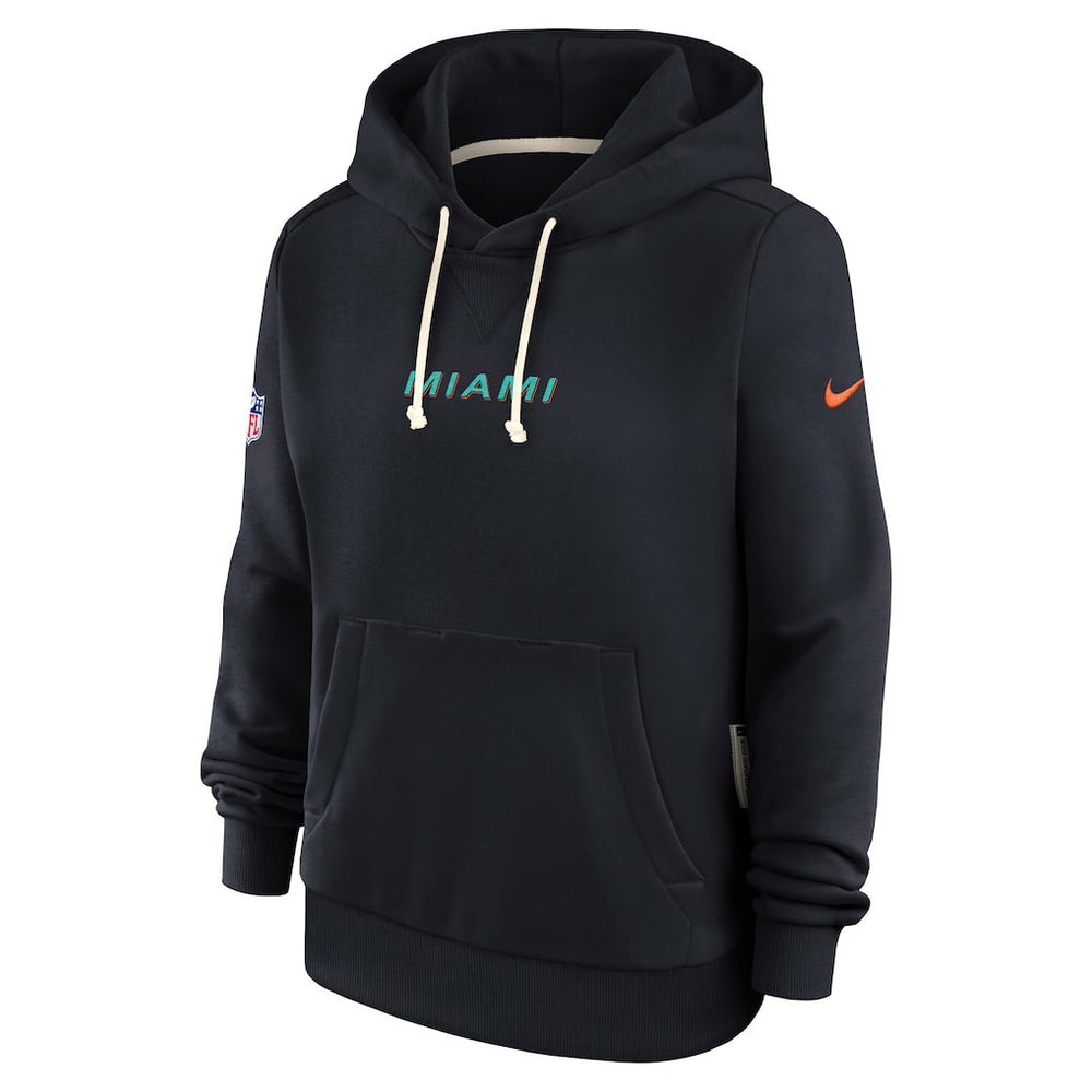 Miami Dolphins Women's 2025 Rivalries Collection Standard Issue Sideline Dri-FIT Hoodie Pitch Blue | Nike for Sale