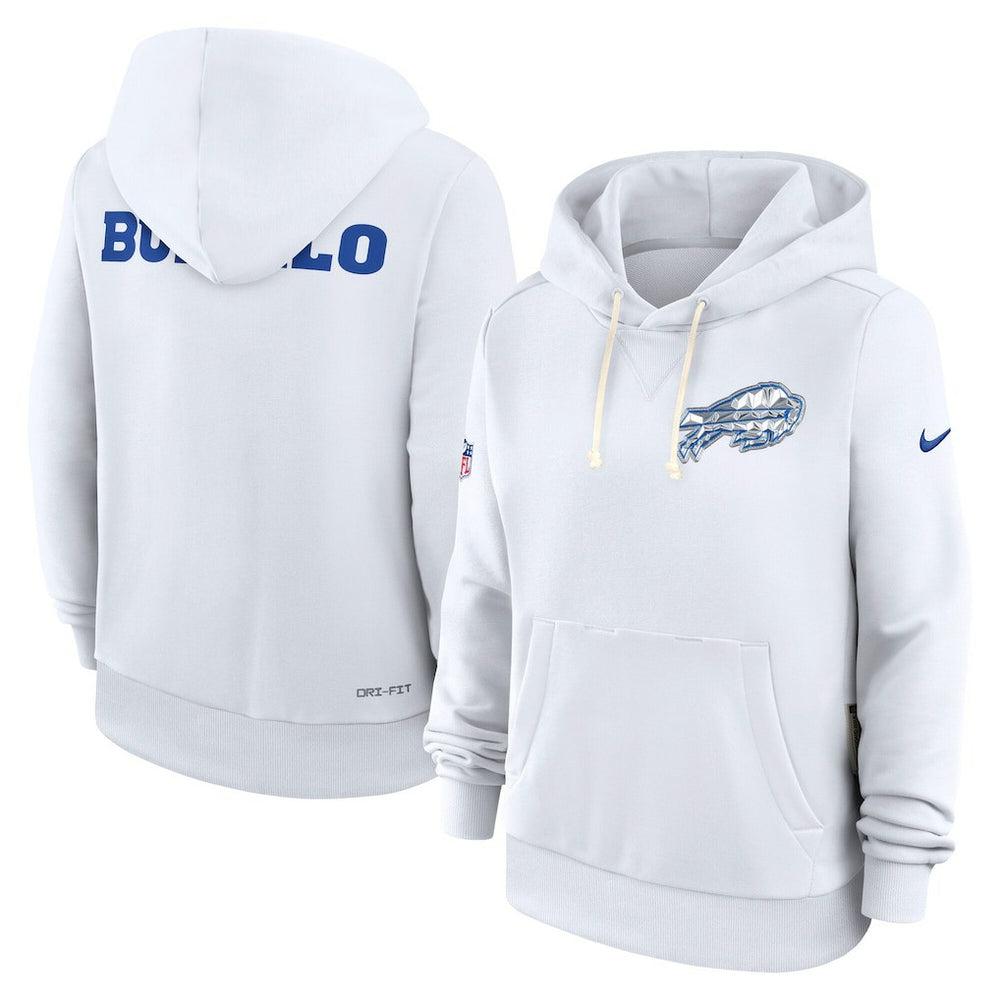 Buffalo Bills Women's 2025 Rivalries Collection Standard Issue Sideline Dri-FIT Hoodie White | Nike for Sale