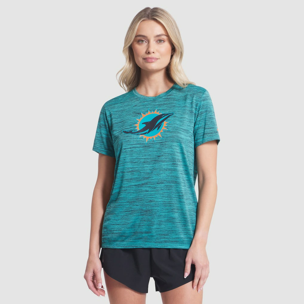 Miami Dolphins Women's 2025 Rivalries Collection Sideline Velocity Dri-FIT T-Shirt Turbo Green | Nike for Sale