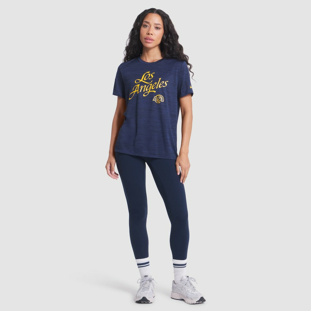 Los Angeles Rams Women's 2025 Rivalries Collection Sideline Velocity Dri-FIT T-Shirt Midnight Blue | Nike for Sale